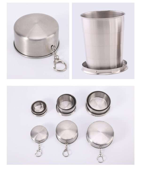 Folding cup with a key ring-Stainless steel 450ml