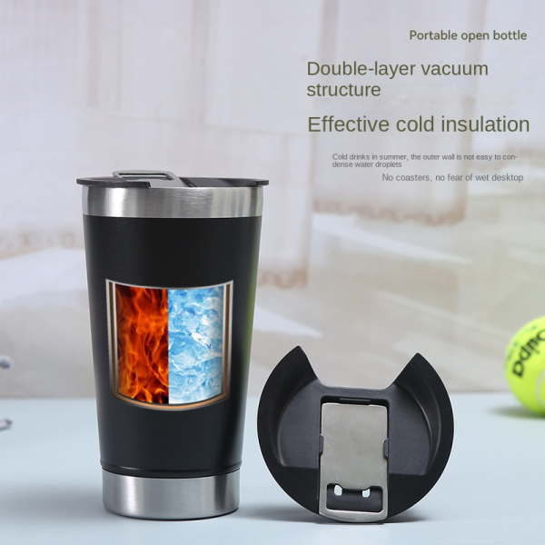 Car cup with bottle opener-Black