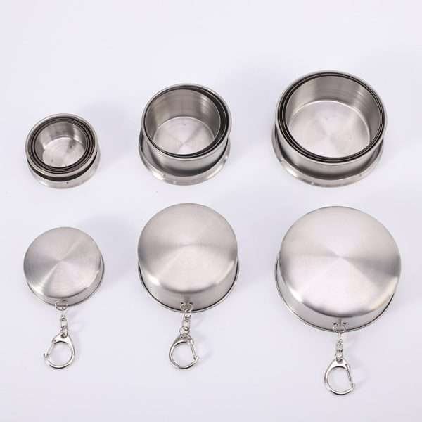 Folding cup with a key ring-Stainless steel 450ml