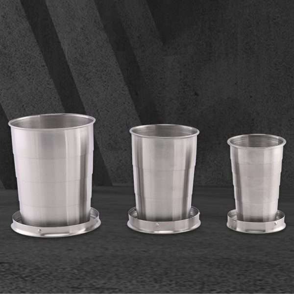 Folding cup with a key ring-Stainless steel 450ml