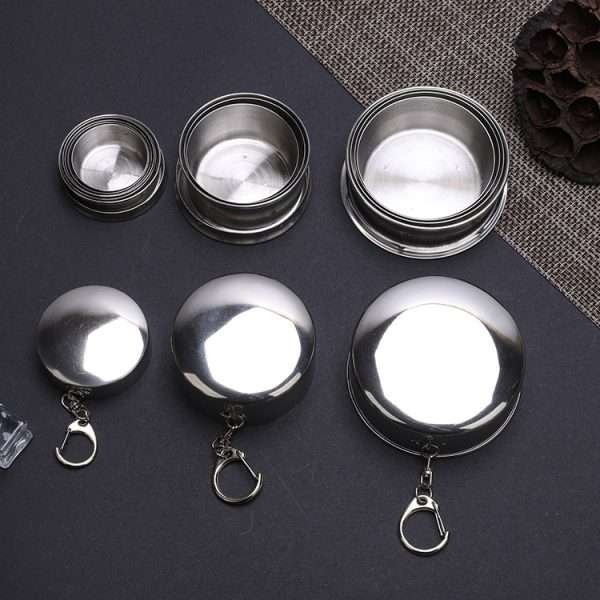 Folding cup with a key ring-Stainless steel 450ml