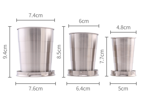 Folding cup with a key ring-Stainless steel 450ml