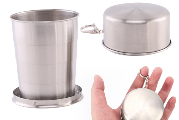 Folding cup with a key ring-Stainless steel 150ml