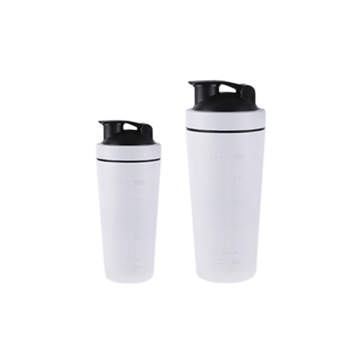 Shaker cup with mixing ball  single -layer and dual section 600+200ml-White