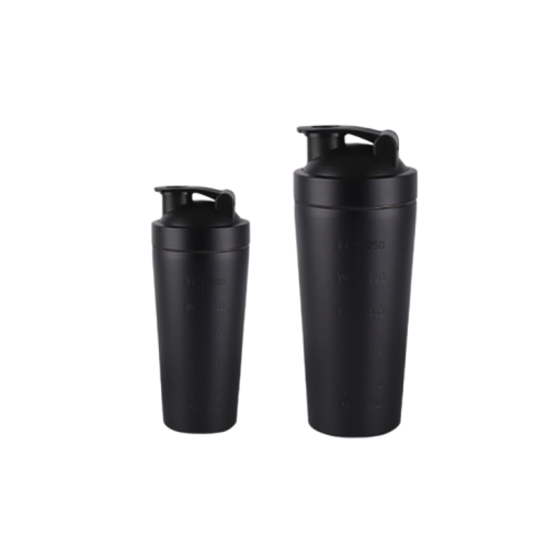 Shaker cup with mixing ball  single -layer and dual section 600+200ml-Black