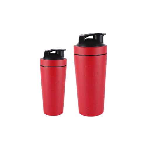 Shaker cup with mixing ball  single -layer and dual section 600+200ml-Red