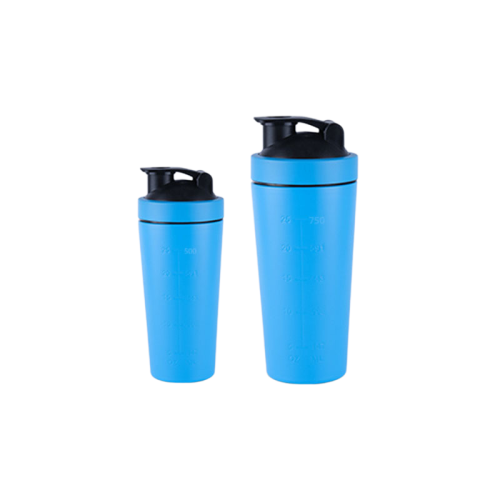 Shaker cup with mixing ball  single -layer and dual section 600+200ml-Blue